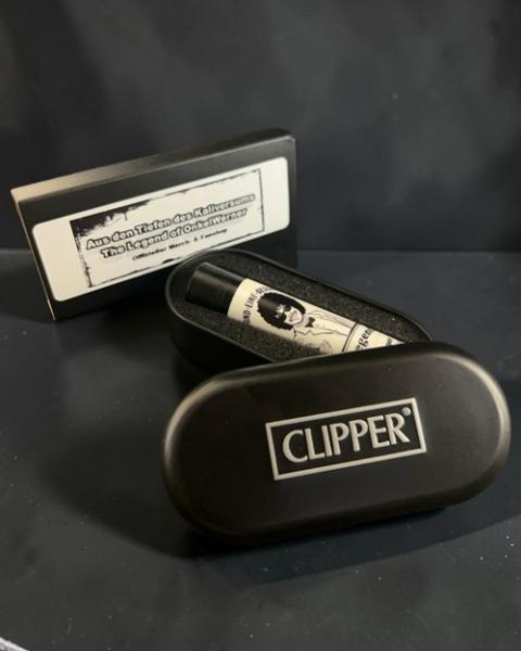 The Legend of Onkel Werner Clipper Feuerzeug in der Schwarzen Melat Box